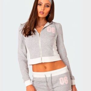 Edikted y2k Gray and White Zip-Up Hoodie